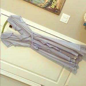 Light blue pinned stripped dress.